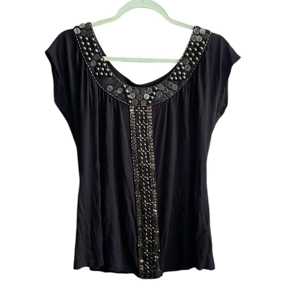 SOLD—Monsoon— y2k Black Embellished boho blouse